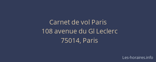 Carnet de vol Paris