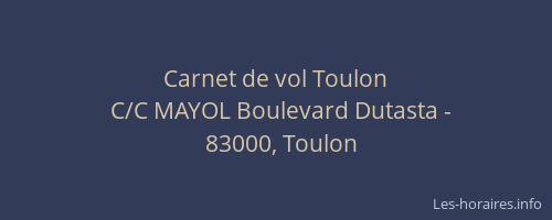 Carnet de vol Toulon