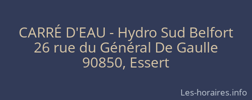 CARRÉ D'EAU - Hydro Sud Belfort