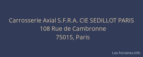 Carrosserie Axial S.F.R.A. CIE SEDILLOT PARIS