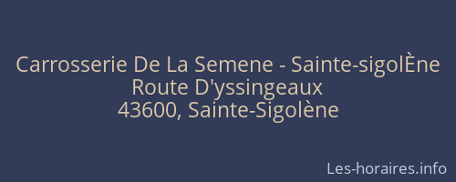 Carrosserie De La Semene - Sainte-sigolÈne