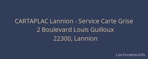 CARTAPLAC Lannion - Service Carte Grise