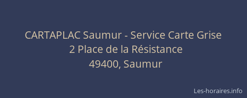 CARTAPLAC Saumur - Service Carte Grise