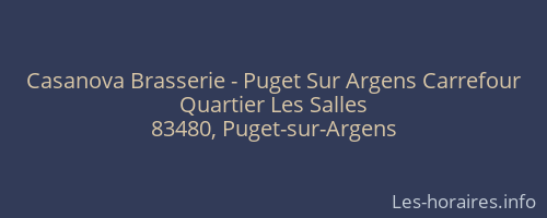 Casanova Brasserie - Puget Sur Argens Carrefour