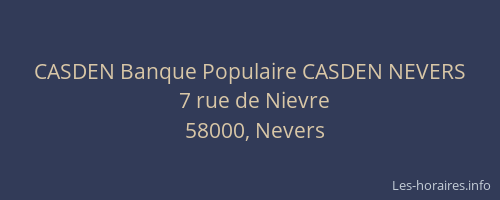 CASDEN Banque Populaire CASDEN NEVERS