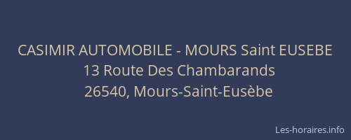 CASIMIR AUTOMOBILE - MOURS Saint EUSEBE