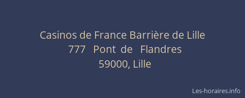 Casinos de France Barrière de Lille