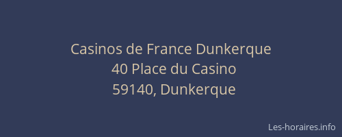 Casinos de France Dunkerque