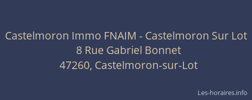 Castelmoron Immo FNAIM - Castelmoron Sur Lot