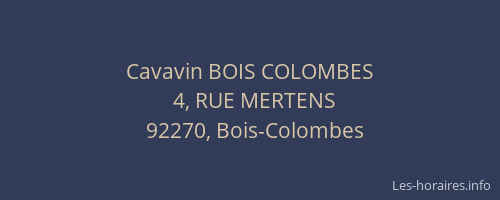 Cavavin BOIS COLOMBES