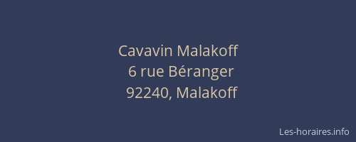 Cavavin Malakoff