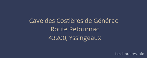 Cave des Costi&egrave;res de G&eacute;n&eacute;rac