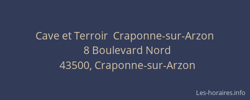 Cave et Terroir  Craponne-sur-Arzon