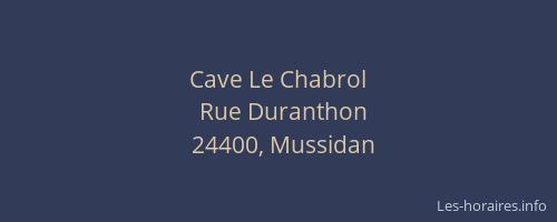 Cave Le Chabrol