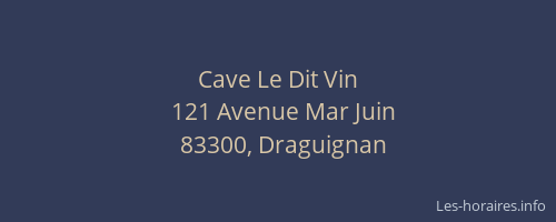 Cave Le Dit Vin