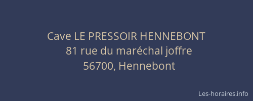 Cave LE PRESSOIR HENNEBONT