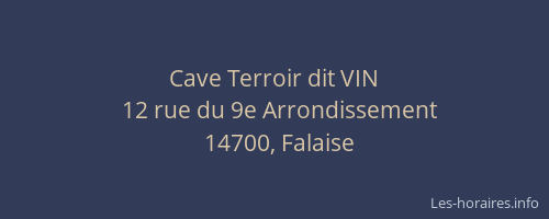 Cave Terroir dit VIN