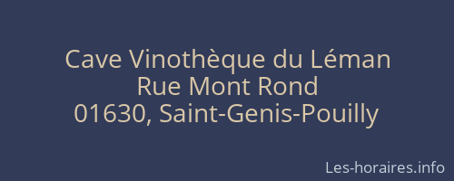 Cave Vinothèque du Léman