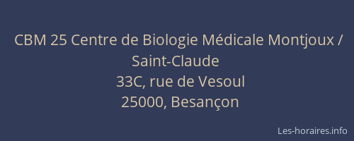 CBM 25 Centre de Biologie Médicale Montjoux / Saint-Claude