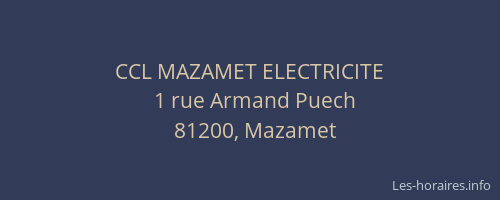 CCL MAZAMET ELECTRICITE