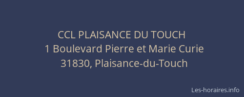 CCL PLAISANCE DU TOUCH