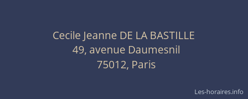 Cecile Jeanne DE LA BASTILLE