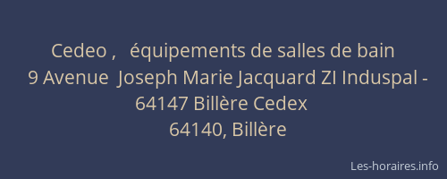 Cedeo ,   &eacute;quipements de salles de bain