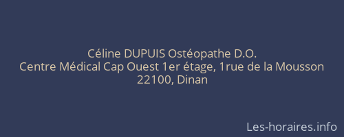 Céline DUPUIS Ostéopathe D.O.