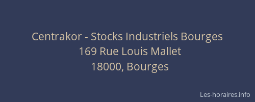 Centrakor - Stocks Industriels Bourges