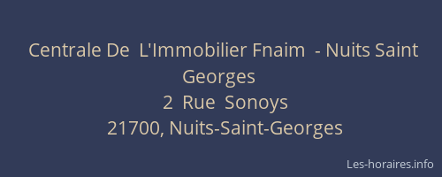 Centrale De  L'Immobilier Fnaim  - Nuits Saint Georges