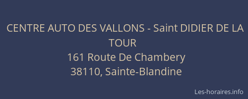 CENTRE AUTO DES VALLONS - Saint DIDIER DE LA TOUR