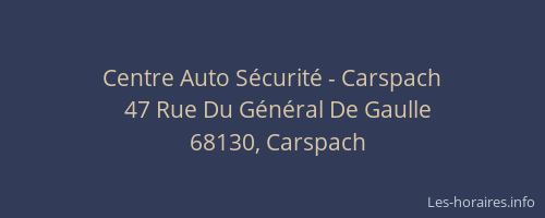 Centre Auto Sécurité - Carspach