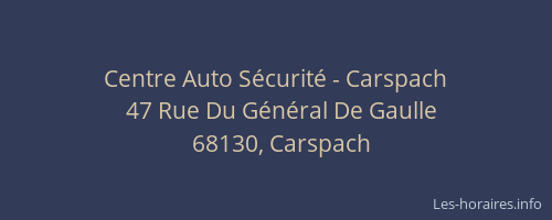Centre Auto S&eacute;curit&eacute; - Carspach