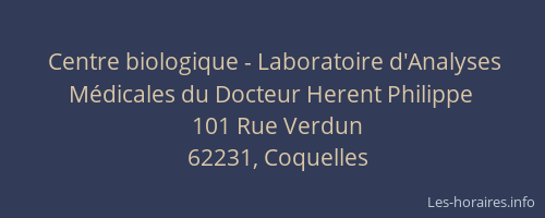 Centre biologique - Laboratoire d'Analyses Médicales du Docteur Herent Philippe