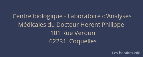 Centre biologique - Laboratoire d'Analyses M&eacute;dicales du Docteur Herent Philippe