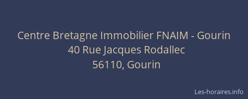 Centre Bretagne Immobilier FNAIM - Gourin