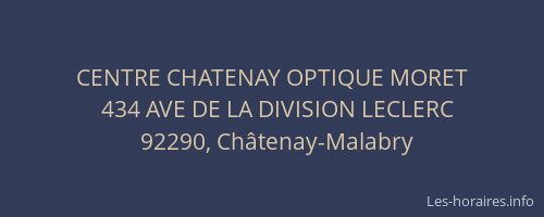 CENTRE CHATENAY OPTIQUE MORET