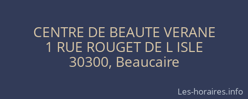 CENTRE DE BEAUTE VERANE