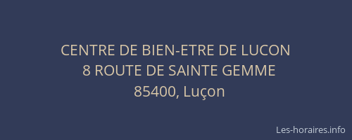 CENTRE DE BIEN-ETRE DE LUCON