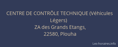 CENTRE DE CONTR&Ocirc;LE TECHNIQUE (V&eacute;hicules L&eacute;gers)