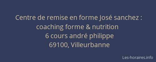Centre de remise en forme José sanchez : coaching forme & nutrition