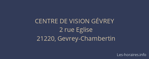 CENTRE DE VISION G&Eacute;VREY