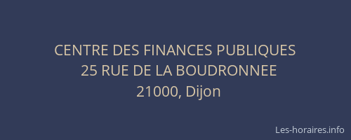 CENTRE DES FINANCES PUBLIQUES