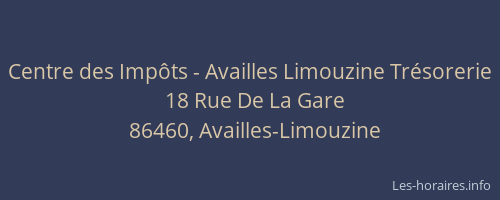 Centre des Imp&ocirc;ts - Availles Limouzine Tr&eacute;sorerie