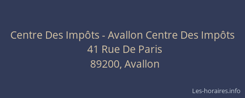 Centre Des Imp&ocirc;ts - Avallon Centre Des Imp&ocirc;ts