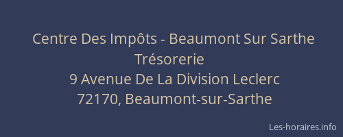Centre Des Impôts - Beaumont Sur Sarthe Trésorerie