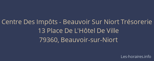 Centre Des Impôts - Beauvoir Sur Niort Trésorerie