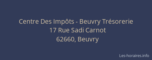 Centre Des Imp&ocirc;ts - Beuvry Tr&eacute;sorerie
