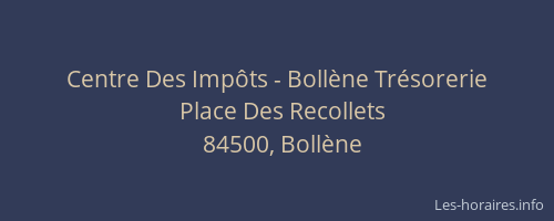 Centre Des Imp&ocirc;ts - Boll&egrave;ne Tr&eacute;sorerie