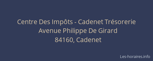 Centre Des Imp&ocirc;ts - Cadenet Tr&eacute;sorerie